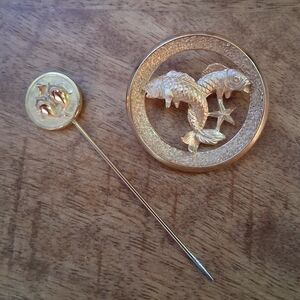 Trifari Pisces Brooch And Stick Pin Set